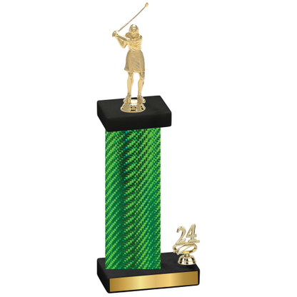 Accented Single Green Carbon Fiber Year Golf Trophy