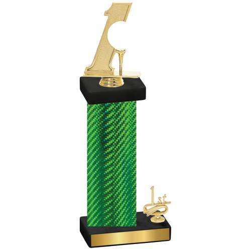 Accented Single Green Carbon Fiber First Place Golf Trophy