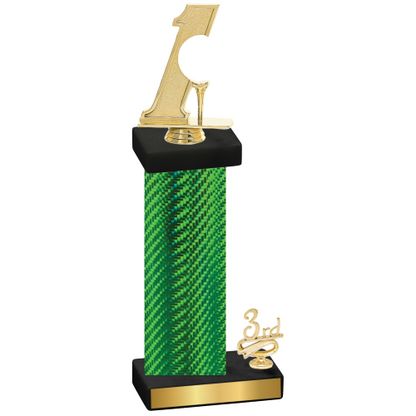 Accented Single Green Carbon Fiber Third Place Golf Trophy