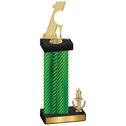 Accented Single Green Carbon Fiber Victory Golf Trophy