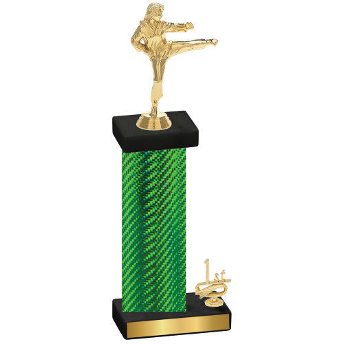 Accented Single Green Carbon Fiber First Place Karate Trophy
