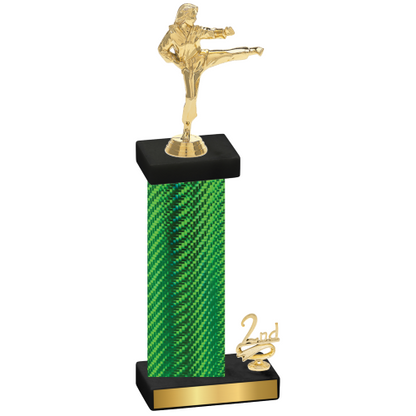 Accented Single Green Carbon Fiber Second Place Karate Trophy