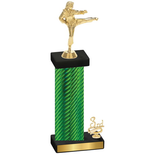 Accented Single Green Carbon Fiber Third Place Karate Trophy