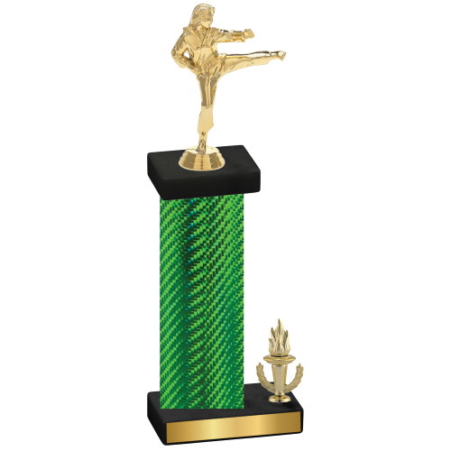 Accented Single Green Carbon Fiber Victory Karate Trophy