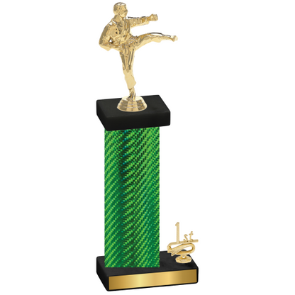 Accented Single Green Carbon Fiber First Place Karate Trophy