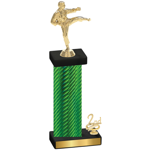 Accented Single Green Carbon Fiber Second Place Karate Trophy