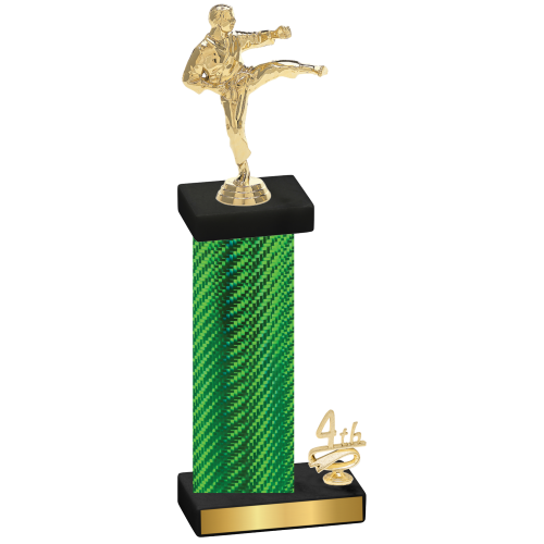 Accented Single Green Carbon Fiber Fourth Place Karate Trophy