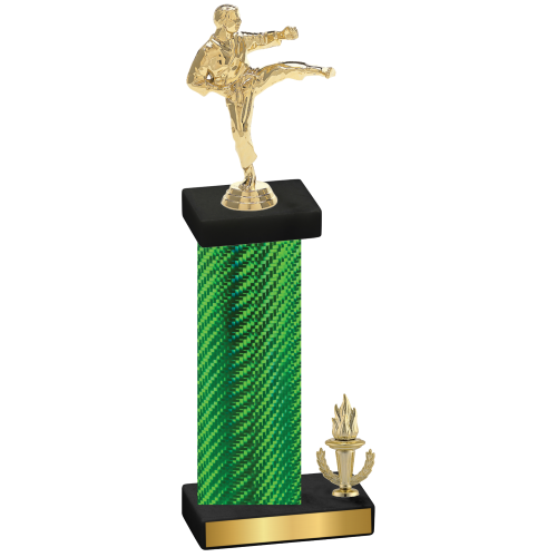 Accented Single Green Carbon Fiber Victory Karate Trophy