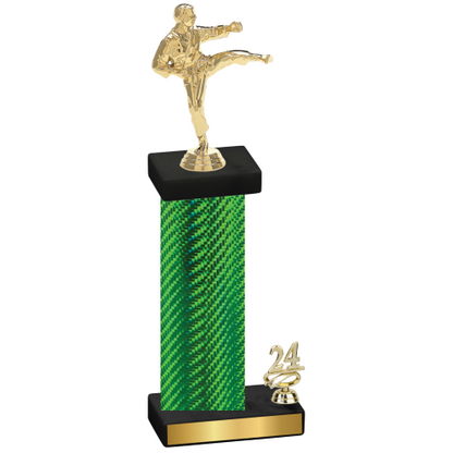 Accented Single Green Carbon Fiber Year Karate Trophy