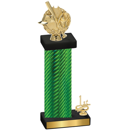 Accented Single Green Carbon Fiber First Place Baseball Trophy