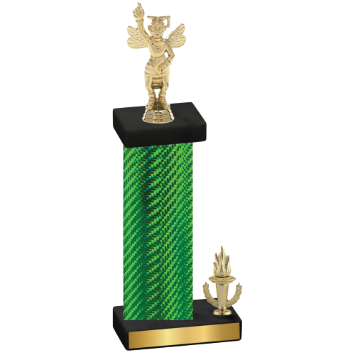 Accented Single Green Carbon Fiber Victory Academics Trophy