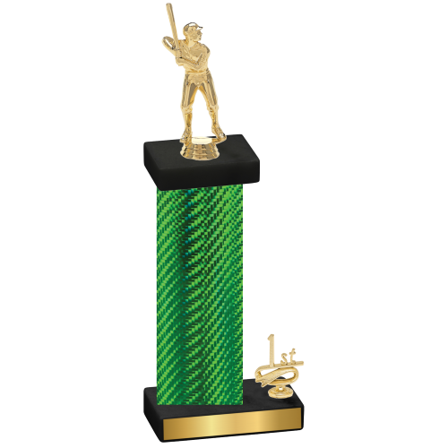 Accented Single Green Carbon Fiber First Place Baseball Trophy