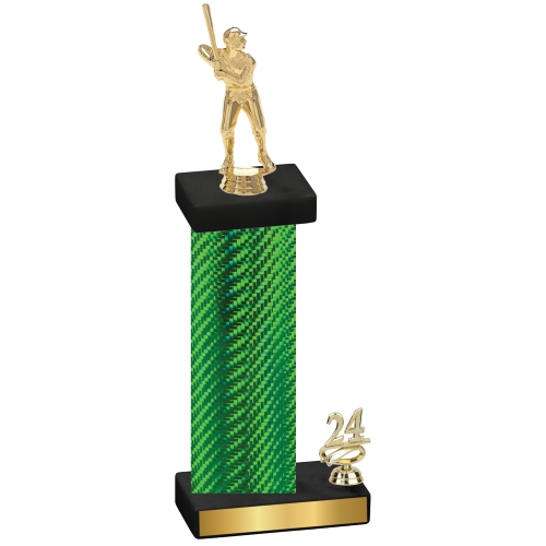 Accented Single Green Carbon Fiber Year Baseball Trophy