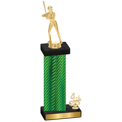 Accented Single Green Carbon Fiber Fourth Place Softball Trophy