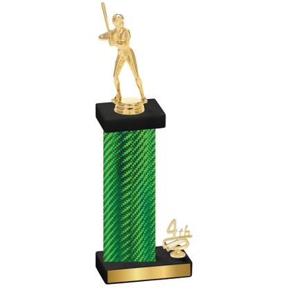 Accented Single Green Carbon Fiber Fourth Place Softball Trophy