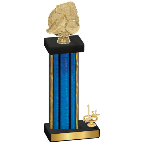 Accented Single Blue Glacier First Place Soccer Trophy