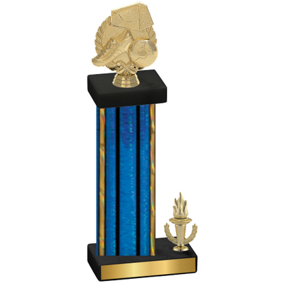 Accented Single Blue Glacier Victory Soccer Trophy