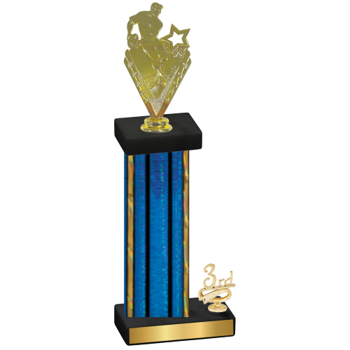 Accented Single Blue Glacier Third Place Rugby Trophy