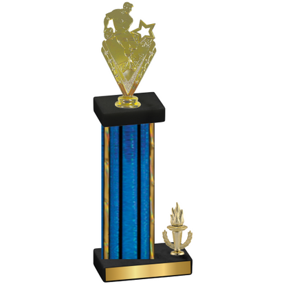 Accented Single Blue Glacier Victory Rugby Trophy