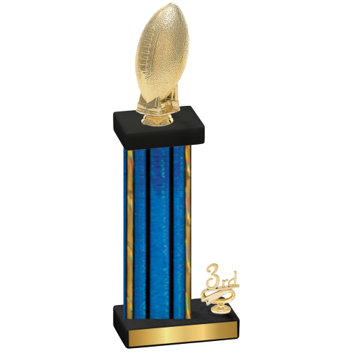 Accented Single Blue Glacier Third Place Football Trophy
