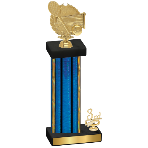 Accented Single Blue Glacier Third Place Tennis Trophy