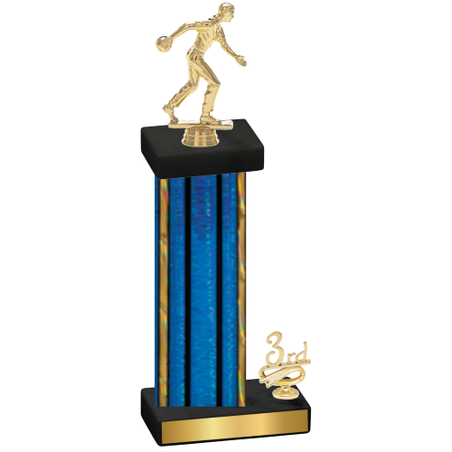 Accented Single Blue Glacier Third Place Bowling Trophy