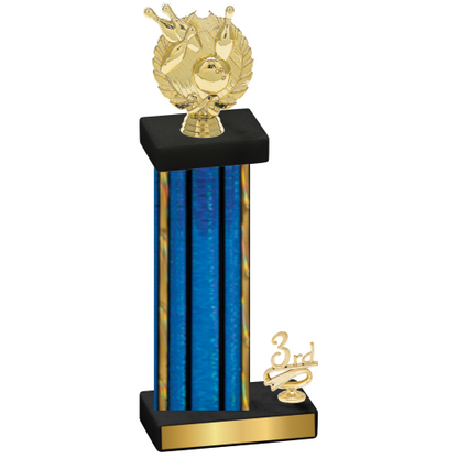 Accented Single Blue Glacier Third Place Bowling Trophy