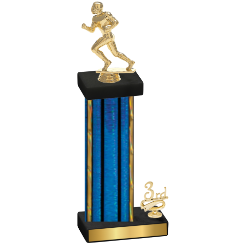 Accented Single Blue Glacier Third Place Football Trophy