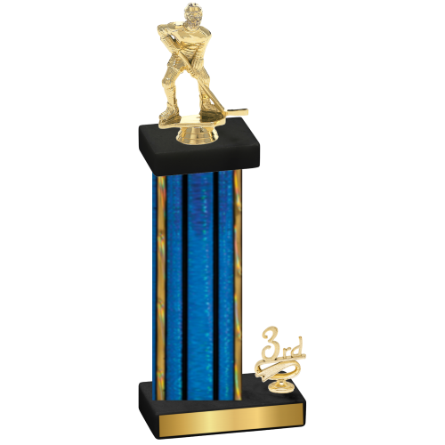 Accented Single Blue Glacier Third Place Hockey Trophy