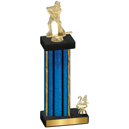 Accented Single Blue Glacier Year Hockey Trophy