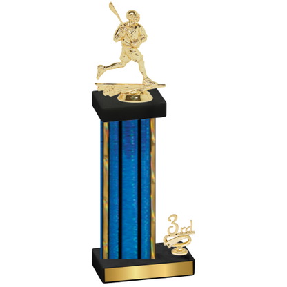 Accented Single Blue Glacier Third Place Lacrosse Trophy