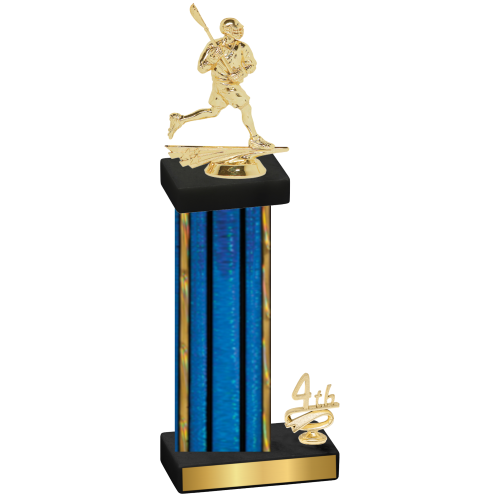 Accented Single Blue Glacier Fourth Place Lacrosse Trophy