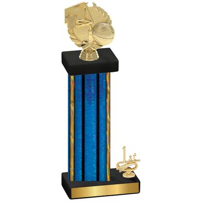 Accented Single Blue Glacier First Place Basketball Trophy