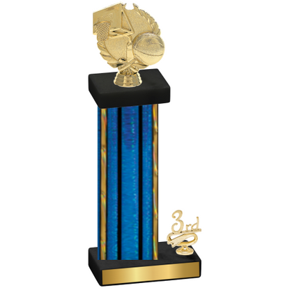 Accented Single Blue Glacier Third Place Basketball Trophy
