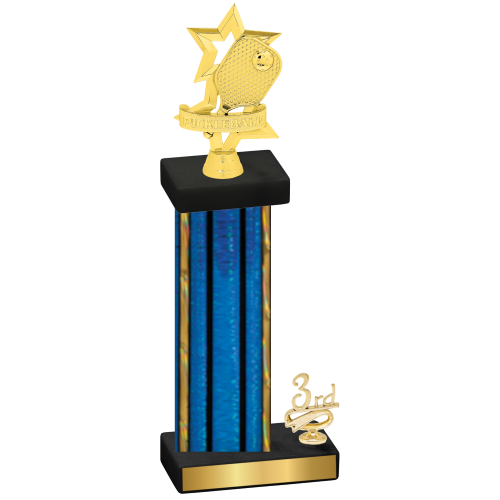 Accented Single Blue Glacier Third Place Pickleball Trophy