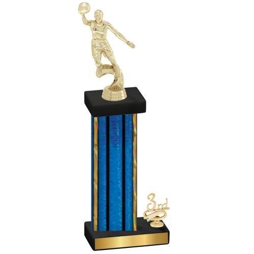 Accented Single Blue Glacier Third Place Basketball Trophy