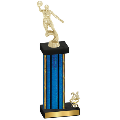 Accented Single Blue Glacier Year Basketball Trophy