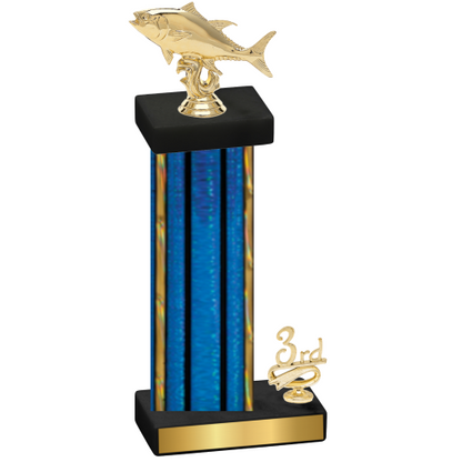 Accented Single Blue Glacier Third Place Fishing Trophy