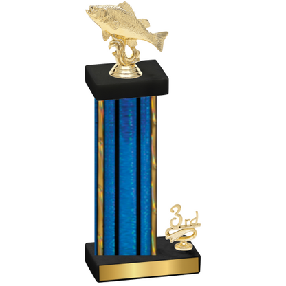 Accented Single Blue Glacier Third Place Fishing Trophy