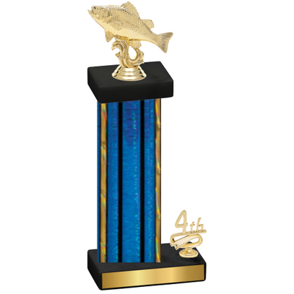 Accented Single Blue Glacier Fourth Place Fishing Trophy