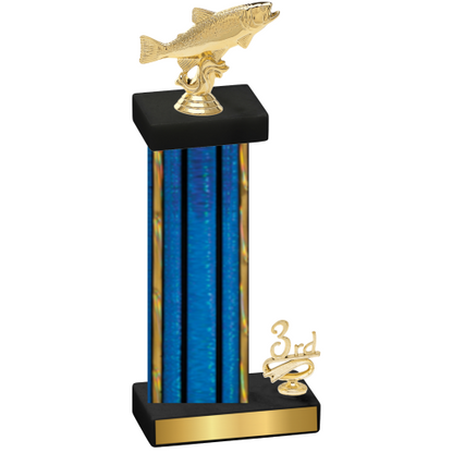Accented Single Blue Glacier Third Place Fishing Trophy