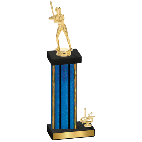 Accented Single Blue Glacier First Place Softball Trophy