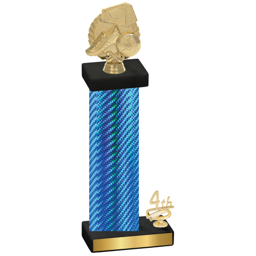 Accented Single Blue Carbon Fiber Fourth Place Soccer Trophy