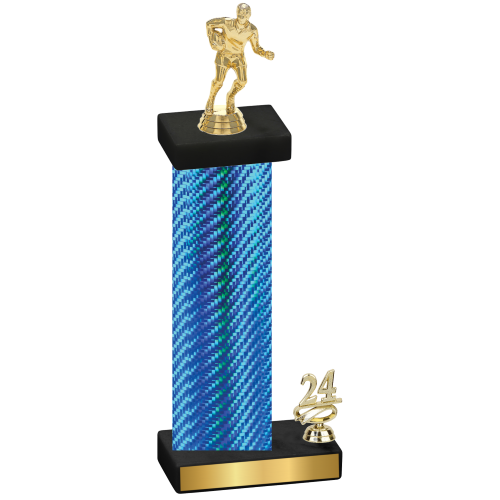 Accented Single Blue Carbon Fiber Year Rugby Trophy