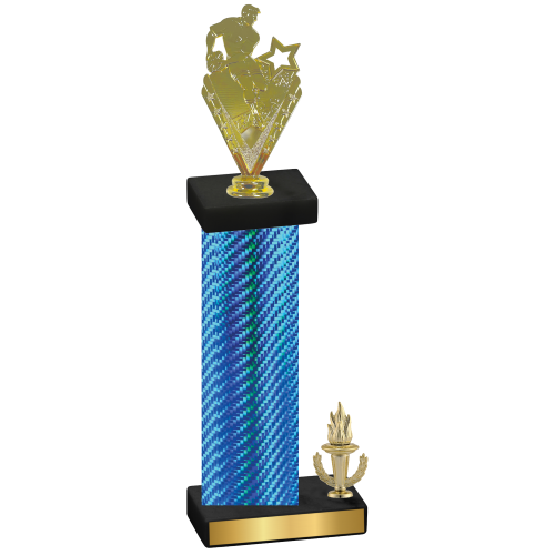 Accented Single Blue Carbon Fiber Victory Rugby Trophy