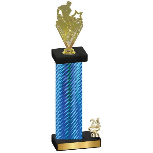 Accented Single Blue Carbon Fiber Year Rugby Trophy