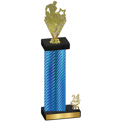 Accented Single Blue Carbon Fiber Year Rugby Trophy