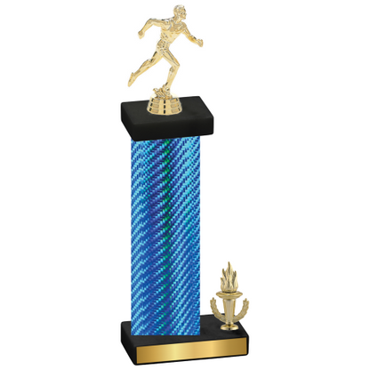 Accented Single Blue Carbon Fiber Victory Running Trophy