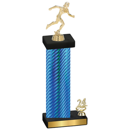 Accented Single Blue Carbon Fiber Year Running Trophy