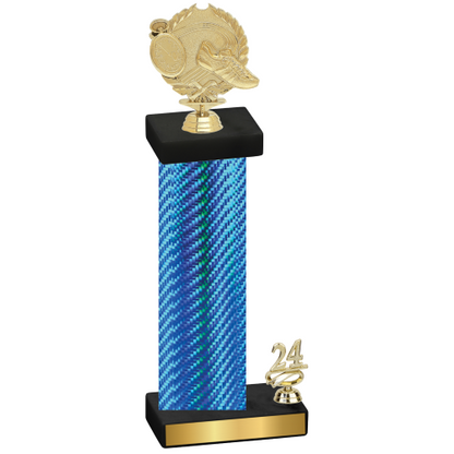 Accented Single Blue Carbon Fiber Year Running Trophy